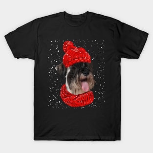 Standard Poodles Wearing Red Hat And Scarf Christmas T-Shirt